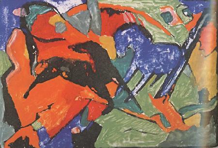 Franz Marc Two Horses (mk34) china oil painting image